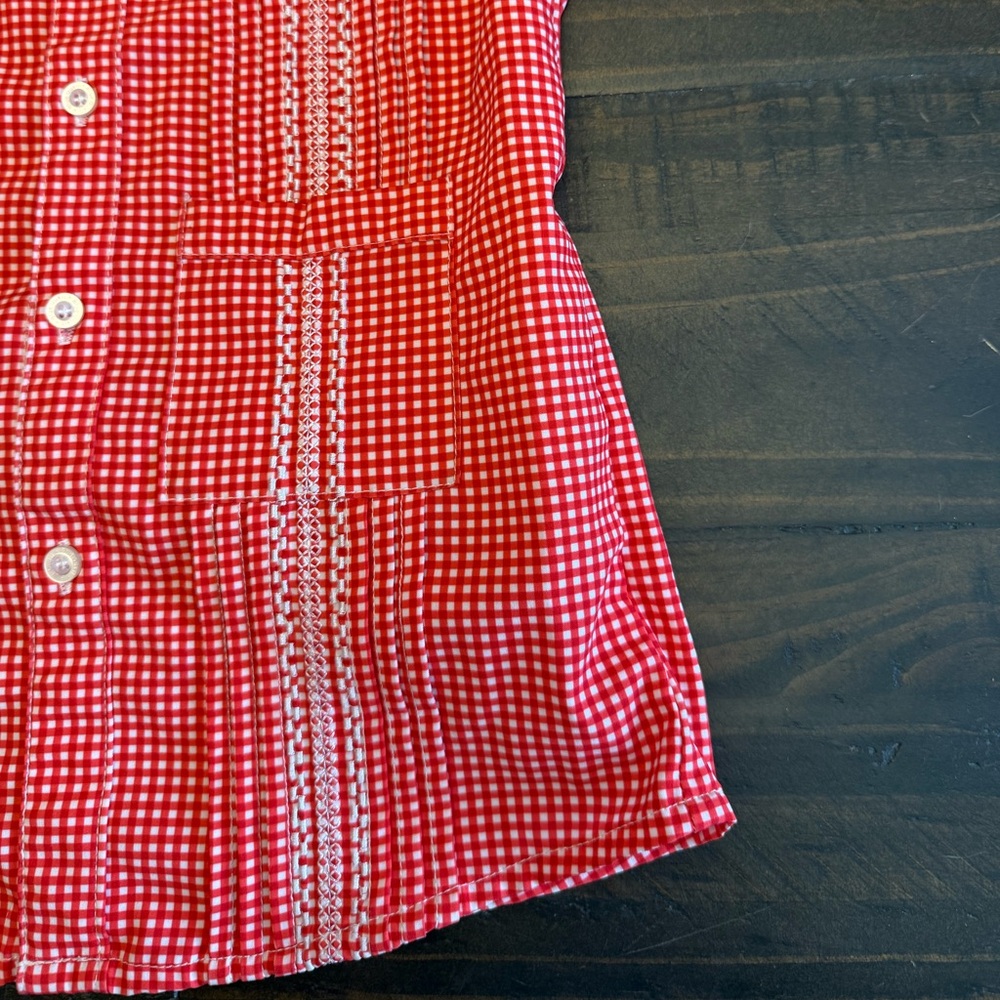 Blue Quail Little Girls Gingham Guayabera Red White Dress 2T - Picture 7 of 15